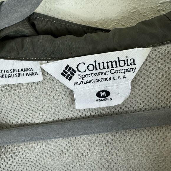 Columbia Sage Green Tan Lightweight Hooded Full Zip Packable Windbreaker Size M - Picture 12 of 13